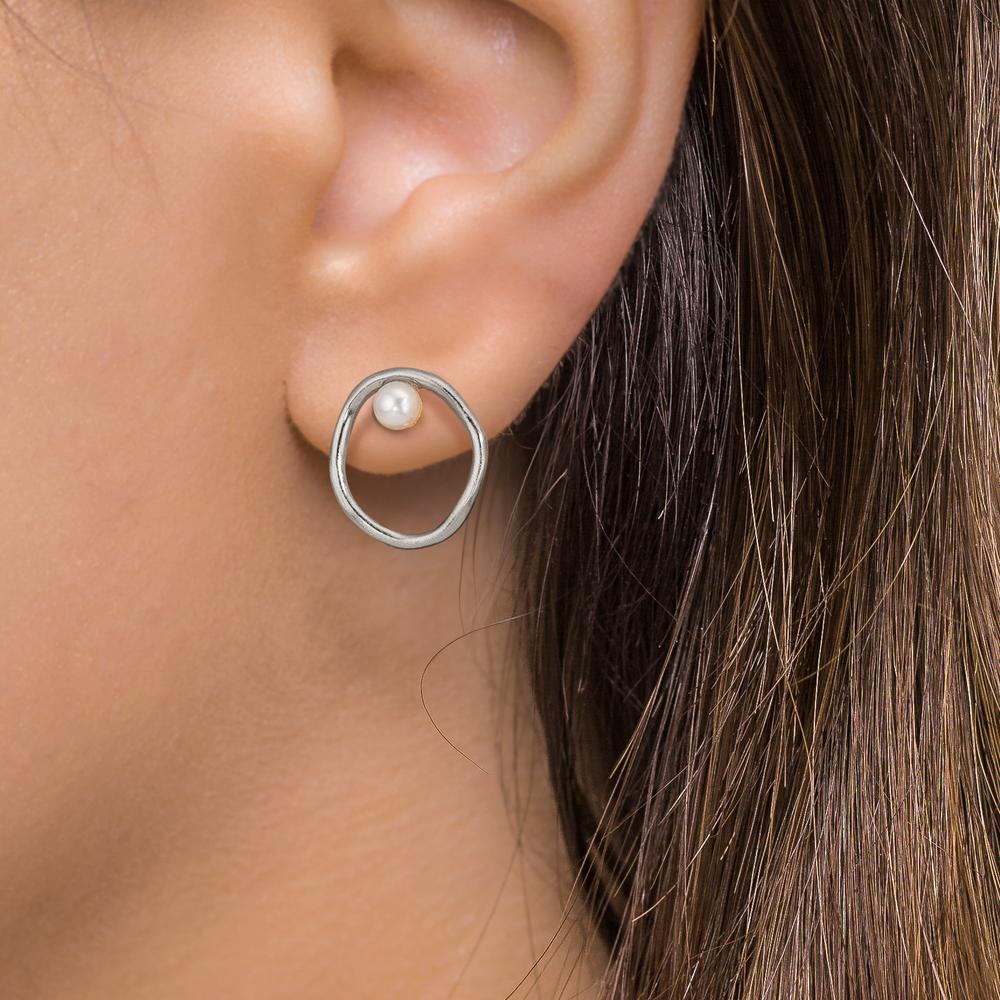 Ohrstecker Silber Süsswasserzuchtperle weiss, 2 Perlen, 3 mm Ø11 mm