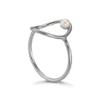 Fingerring Silber Süsswasserzuchtperle weiss, 3 mm Ø14 mm