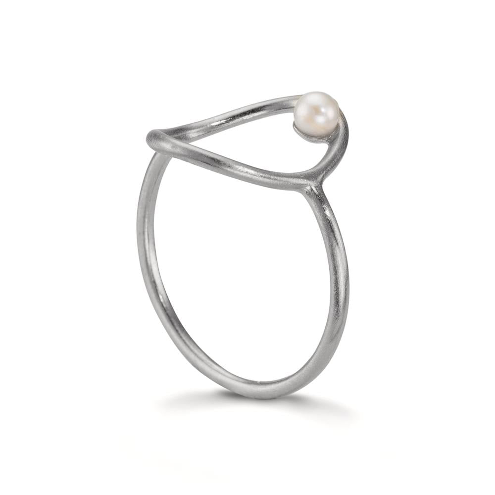 Fingerring Silber Süsswasserzuchtperle weiss, 3 mm Ø14 mm