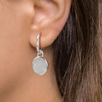 Orecchini a cerchio con pendente Argento Madreperla bianco, 2 Perla 9-9.5 mm Ø14 mm