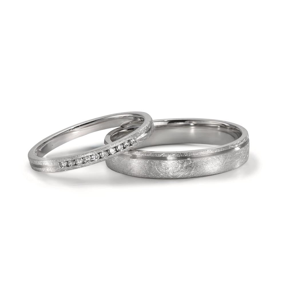 Partnerring 950 Platin Diamant 0.075 ct, 10 Steine, w-si