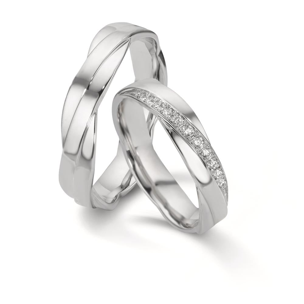 Alliance Or blanc 18K Diamant 0.097 ct, 11 Pierres, w-si