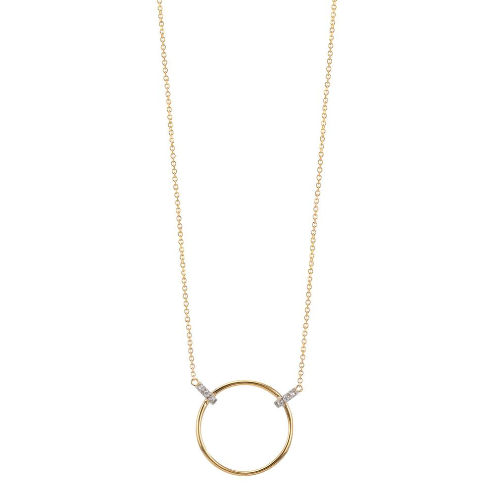 Collier 375/9 K Gelbgold, 375/9 K Weissgold Zirkonia 6 Steine 42-45 cm verstellbar Ø14 mm