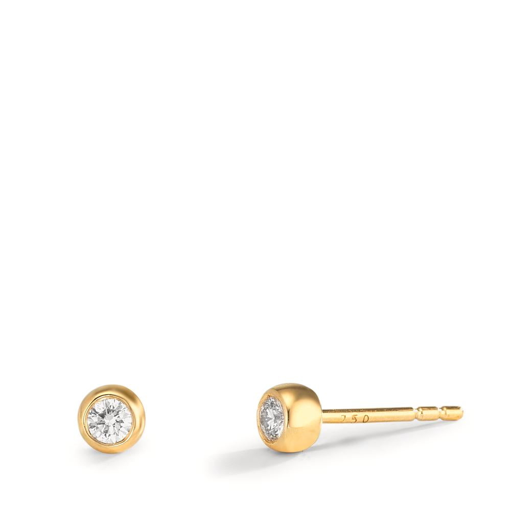 Ohrstecker 750/18 K Gelbgold Diamant 0.10 ct, 2 Steine, w-si Ø3.5 mm