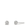 Orecchini a bottone Oro bianco 750/18 carati Diamante 0.112 ct, 14 pietra, w-si Ø4 mm