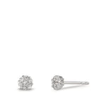 Orecchini a bottone Oro bianco 750/18 carati Diamante 0.112 ct, 14 pietra, w-si Ø4 mm