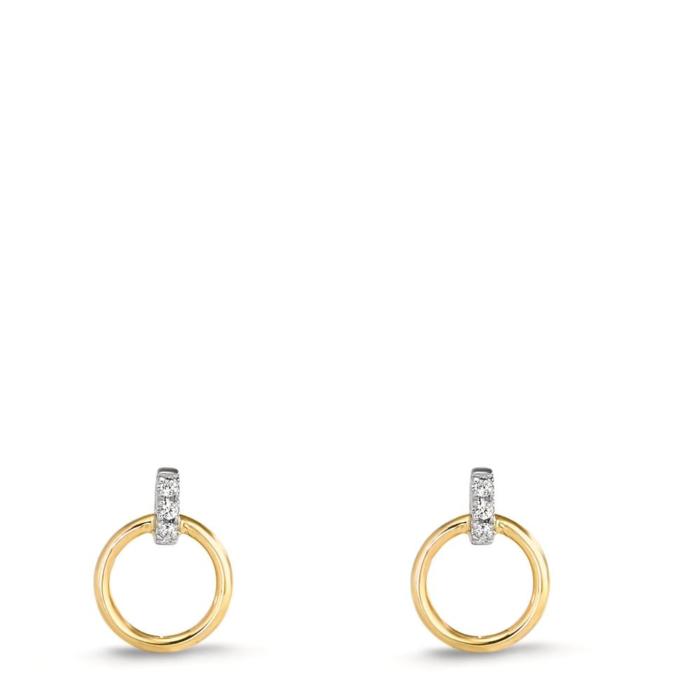 Orecchini a bottone Oro giallo 375/9K, Oro bianco 375/9K Zirconia 6 pietra
