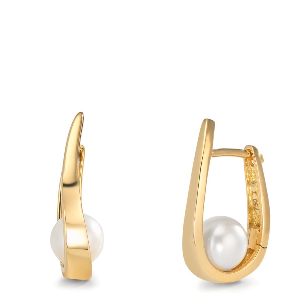 Orecchini circolari Oro giallo 750/18 carati Perla coltivata d'acqua dolce, 2 Perla 6-6.5 mm