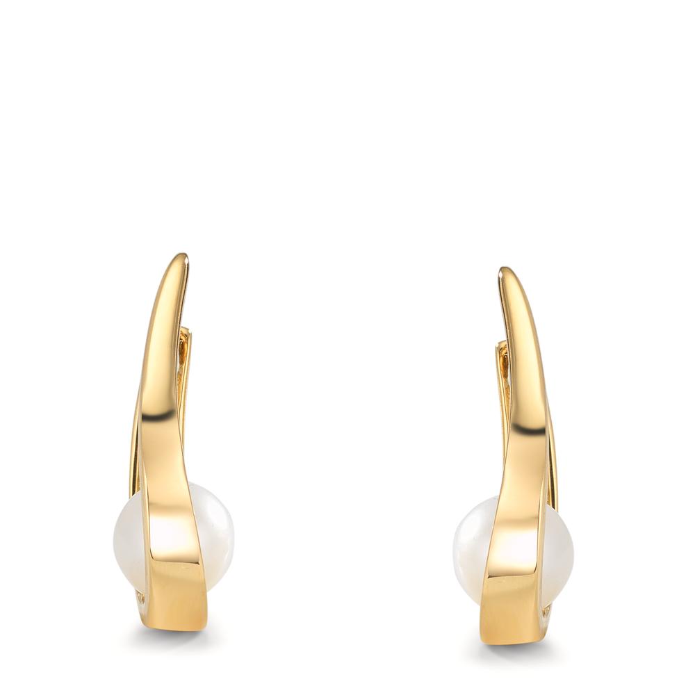 Orecchini circolari Oro giallo 750/18 carati Perla coltivata d'acqua dolce, 2 Perla 6-6.5 mm