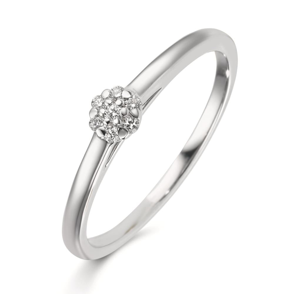 Fingerring 750/18 K Weissgold Diamant 0.06 ct, 7 Steine, w-si