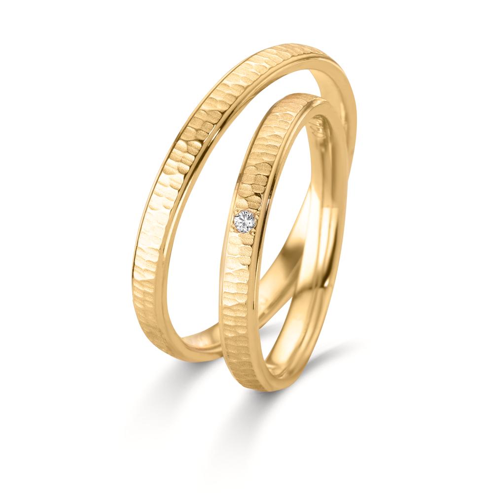 Anello del partner Oro giallo 750/18 carati Diamante 0.014 ct, w-si