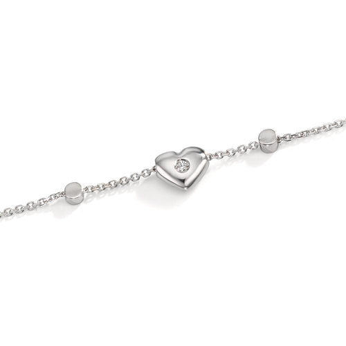 Bracciale Oro bianco 750/18 carati Zirconia 2 pietra Cuore