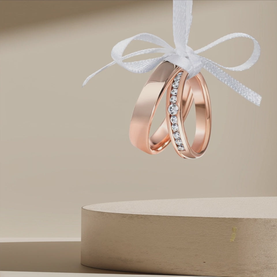 Anello del partner Oro rosso 750/18 carati Diamante 0.37 ct, 11 pietra, w-si