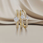 Solitär Ring 750/18 K Gelbgold Diamant weiss, 0.20 ct, 18 Steine, Brillantschliff, w-si, Diamant weiss, 0.30 ct, Brillantschliff, w-si