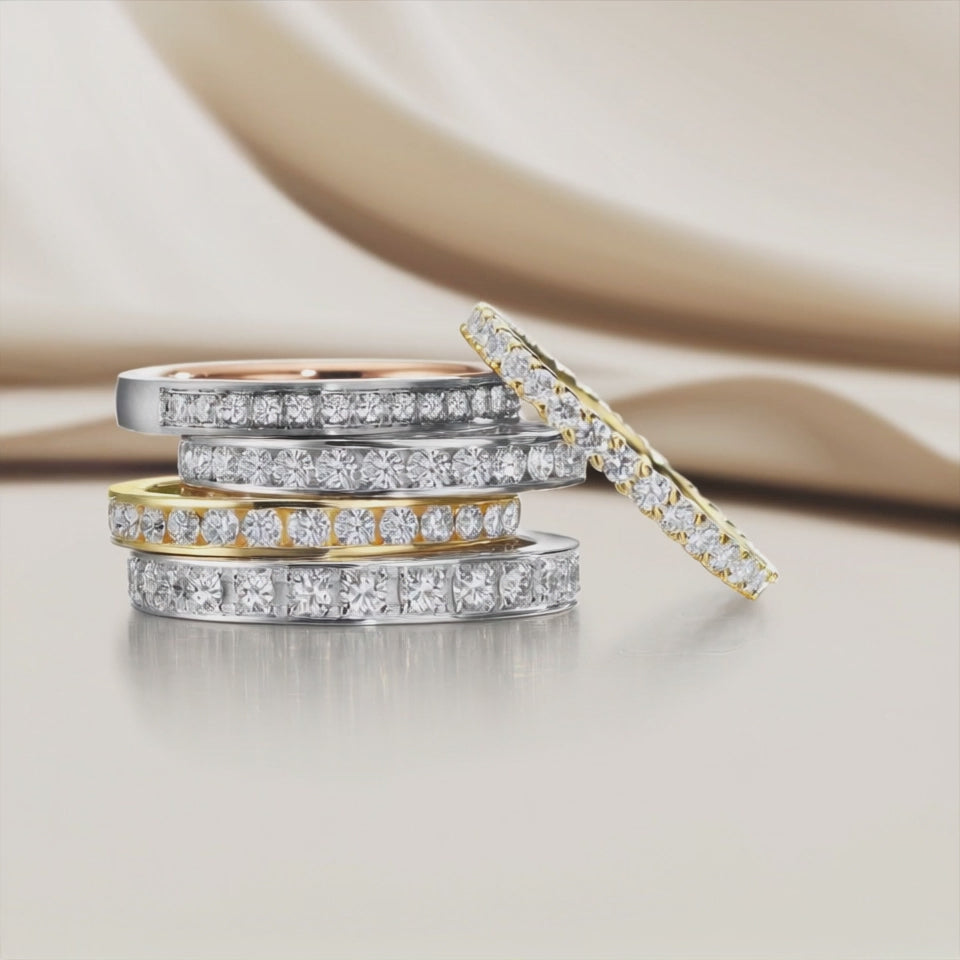 Anelli di memoria Oro rosso 750/18 carati, Oro bianco 750/18 carati Diamante 0.15 ct, 15 pietra, tw-vsi