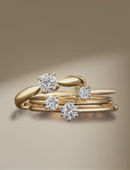 Solitär Ring 750/18 K Gelbgold, 750/18 K Weissgold Diamant 0.15 ct, w-si