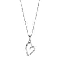 Halskette mit Anhänger Silber Zirkonia rhodiniert Herz 40-42 cm verstellbar-220462