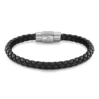 DYKON Leder Armband schwarz mit handgearbeiteter DRAKON Struktur und Safe Lock System-305189