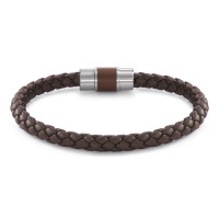 Armband DYKON aus braunem Leder mit Edelstahl-Keramikschliesse und Safe Lock System-307571