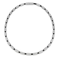 OLIVECHAIN Halskette Kette aus Edelstahl und Kautschuk 50 cm
