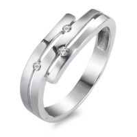 Fingerring 750/18 K Weissgold Diamant 0.045 ct, 3 Steine, w-si-527162