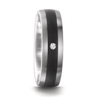 Partnerring Edelstahl, Email Diamant 0.03 ct, w-si emailliert-545691