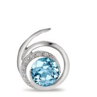 Anhänger 750/18 K Weissgold Topas blau, Diamant 0.035 ct, 6 Steine, Brillantschliff, w-si-558140