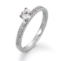 Solitär Ring 750/18 K Weissgold Diamant weiss, 0.40 ct, 17 Steine, Brillantschliff, w-si-558229