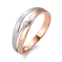 Fingerring 750/18 K Rotgold, 750/18 K Weissgold Diamant 0.04 ct-565961