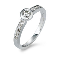 Solitär Ring 585/14 K Weissgold Diamant 0.25 ct, 9 Steine, w-si-570606