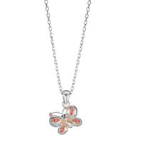 Halskette mit Anhänger Silber emailiert Schmetterling 36-38 cm verstellbar-572234