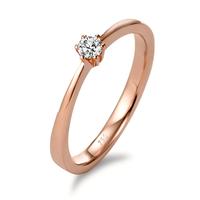 Solitär Ring 750/18 K Rotgold Diamant 0.10 ct, Brillantschliff, w-si