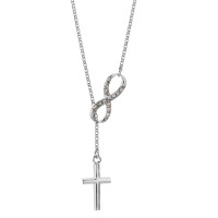 Halskette mit Anhänger Silber Zirkonia rhodiniert Kreuz 46 cm