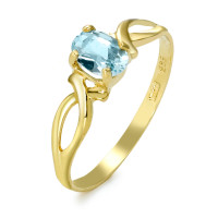 Fingerring 585/14 K Gelbgold Topas blau, oval-577857