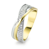 Fingerring 750/18 K Gelbgold, 750/18 K Weissgold Diamant 0.30 ct-577922