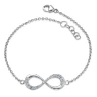Armband Silber Zirkonia 12 Steine rhodiniert Infinity 17-18 cm verstellbar-579724