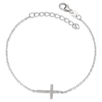 Armband Silber Zirkonia rhodiniert Kreuz 16-19 cm verstellbar-580870
