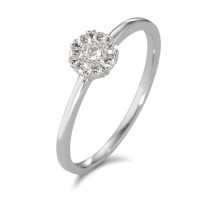 Solitär Ring 750/18 K Weissgold Diamant weiss, 0.17 ct, 8 Steine, Brillantschliff, w-si Ø5.5 mm-583560