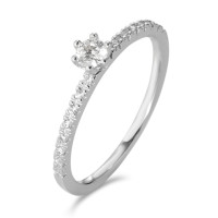 Solitär Ring 750/18 K Weissgold Diamant weiss, 0.20 ct, 17 Steine, Brillantschliff, w-si-583578