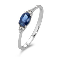 Fingerring 375/9 K Weissgold Saphir blau, oval, Diamant weiss, 0.035 ct, 6 Steine, p1