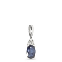 Anhänger 375/9 K Weissgold Saphir blau, oval, Diamant weiss, 0.04 ct, 2 Steine, p1