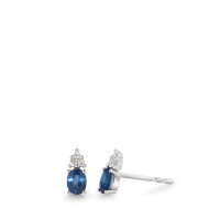 Ohrstecker 375/9 K Weissgold Saphir blau, 2 Steine, oval, Diamant weiss, 0.04 ct, 6 Steine, p1