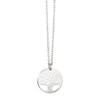Halskette mit Anhänger Silber rhodiniert Lebensbaum 40-42 cm verstellbar Ø15 mm