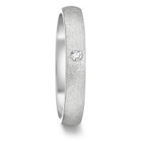 Partnerring Edelstahl eismattiert mit Diamant und Comfort Fit Ringschiene, 4 x 2 mm-585304