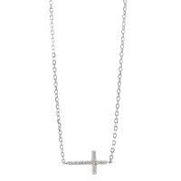 Collier Silber Zirkonia rhodiniert Kreuz 40-45 cm verstellbar-585625