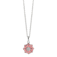 Halskette mit Anhänger Silber Zirkonia rhodiniert Blume 36 cm