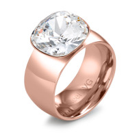 Fingerring Edelstahl Austrian Crystal rosé IP beschichtet