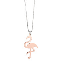 Halskette mit Anhänger Silber rosé vergoldet Flamingo 38 cm