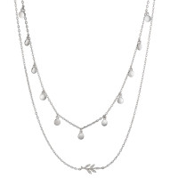 Collier Silber Zirkonia rhodiniert Blatt 32-36 cm verstellbar-586752