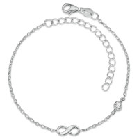 Armband Silber Zirkonia 2 Steine rhodiniert Infinity 16-19 cm verstellbar